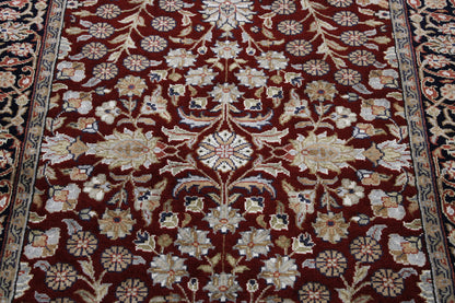 Close-up of wool-silk pile, Red rug