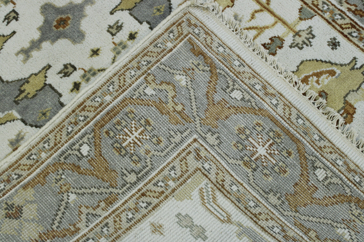 Oushak Ziegler hand-knotted wool rug in Gray & Beige, full view