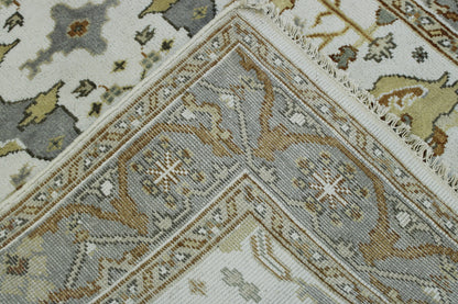 Oushak Ziegler hand-knotted wool rug in Gray & Beige, full view