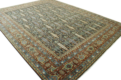 Close-up of wool pile, Blue & Rust rug