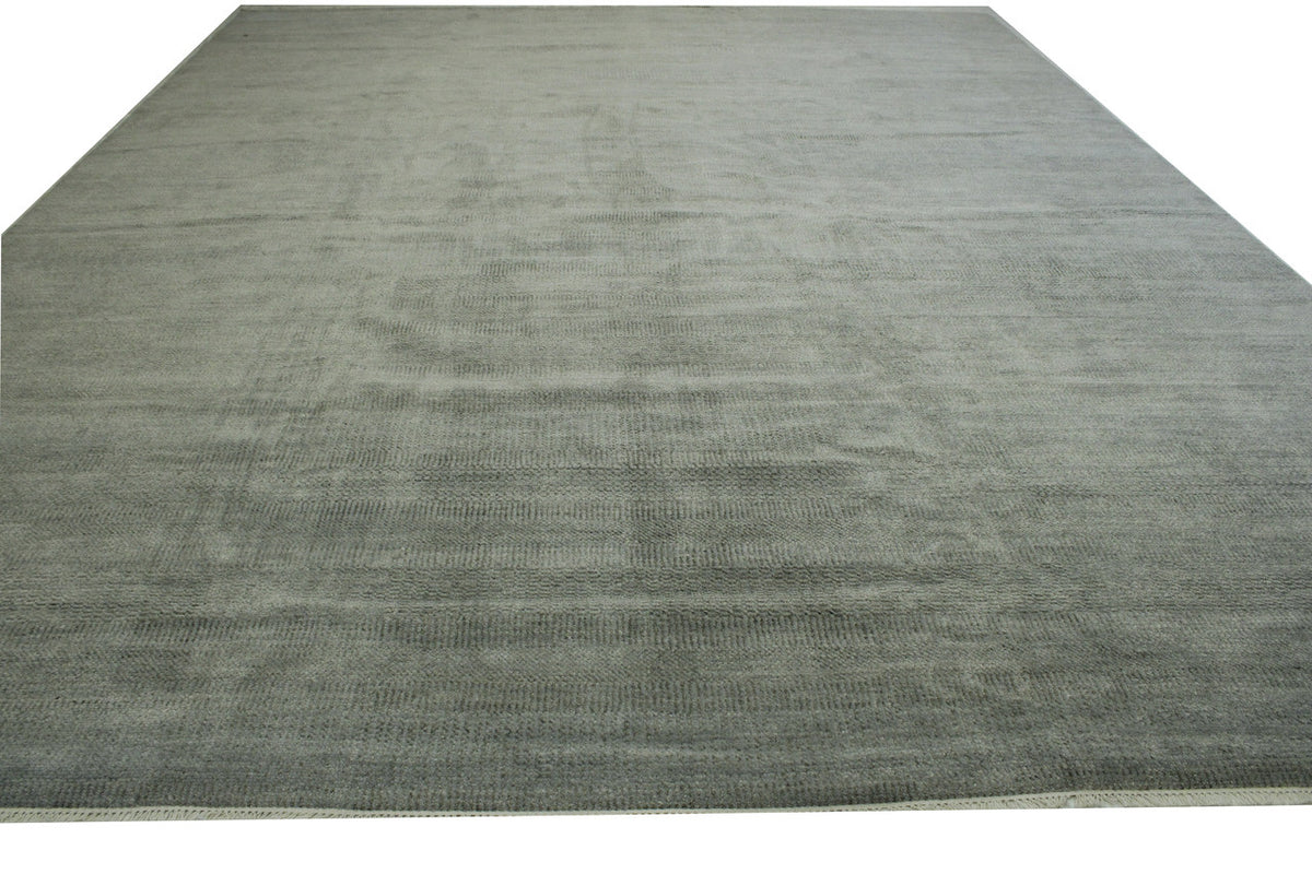 Gray Transitional Grass Design rug in room setting