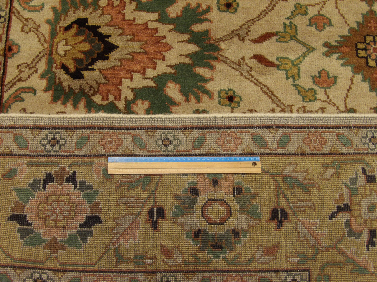 Gold & Beige Turkish Weave Antique Wash rug in room setting