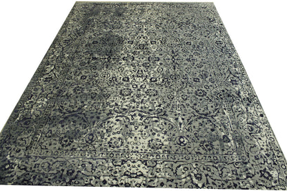 Back of Transitional Abstract Broken Design hand-knotted rug