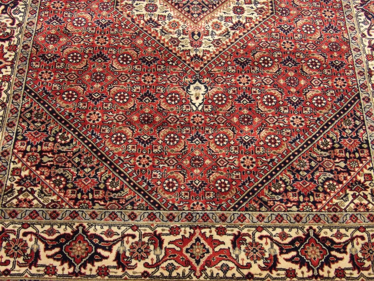 Persian Bidjar runner border detail, red and beige