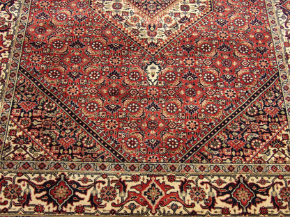 Persian Bidjar runner border detail, red and beige