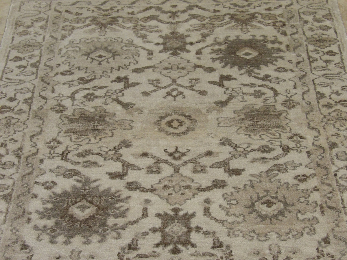Back of Silky Ziegler Oushak hand-knotted rug