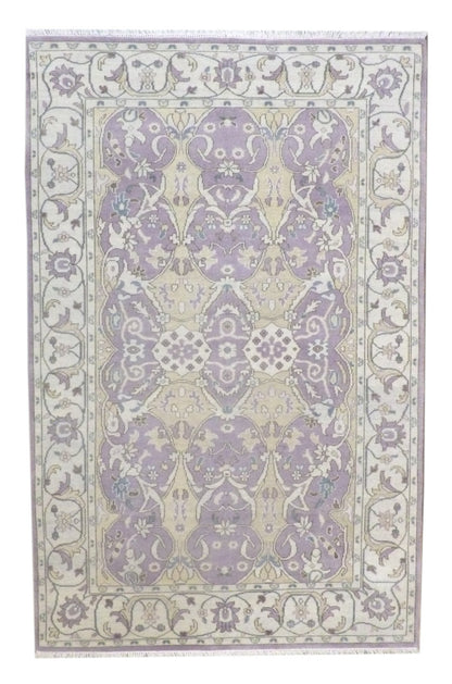 Turk Oushak Vegetable Dye Wash hand-knotted wool rug in Beige & Purple, full view