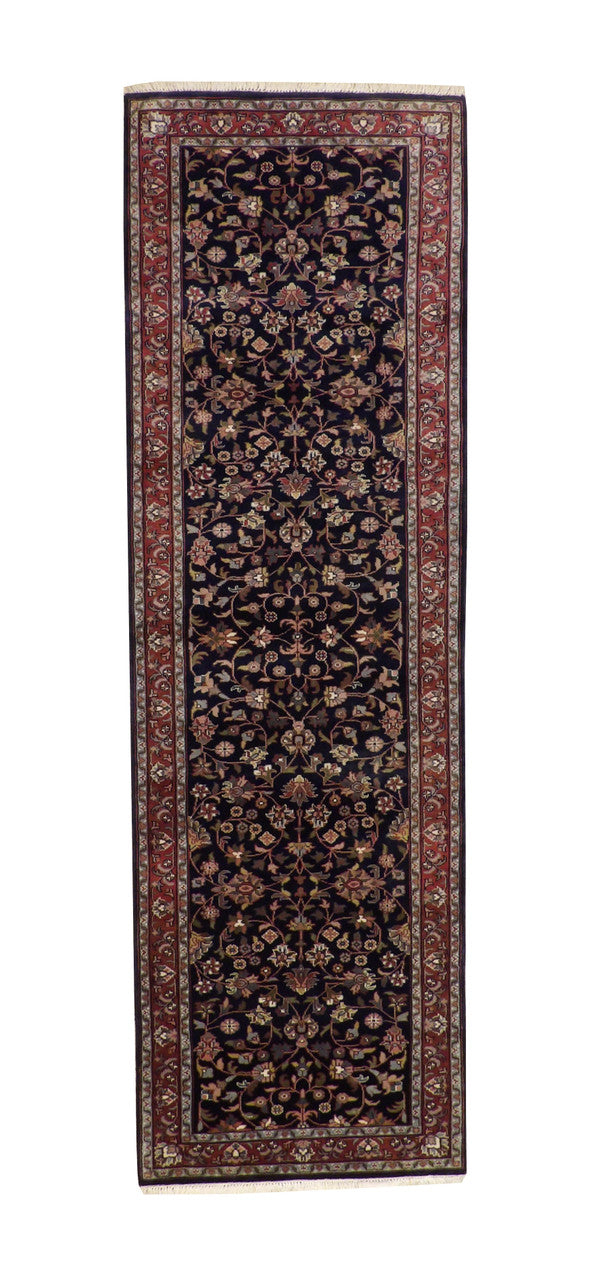 Blue 2'11" x 9'3" Traditional Fine Heraki Hand knotted Wool Rug - Sku: w20024