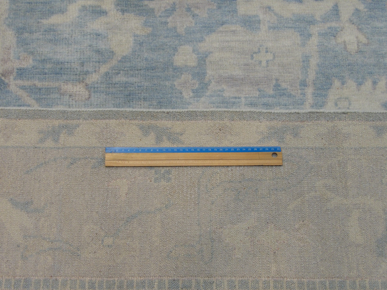 Oushak pattern detail, natural dye wash rug