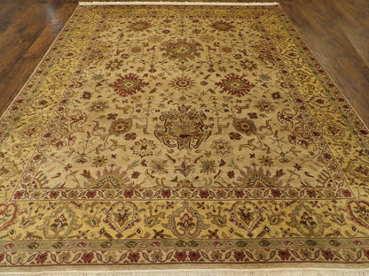 Back of hand-knotted Ziegler tie-dye rug showing construction