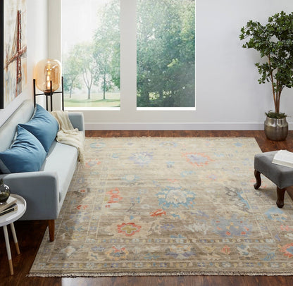 Hand knotted Wool & Silk Oushak Rug KAA8910