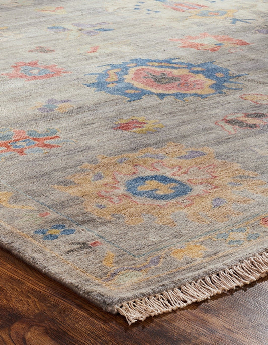 Hand knotted Wool & Silk Oushak Rug KAA8930