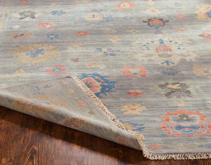 Hand knotted Wool & Silk Oushak Rug KAA8930