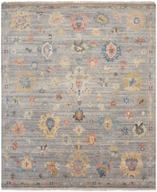 Hand knotted Wool & Silk Oushak Rug KAA8930