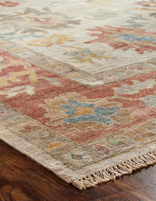 Hand knotted Wool & Silk Oushak Rug KAA8950