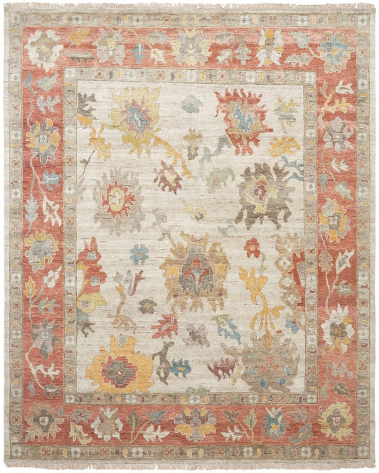 Hand knotted Wool & Silk Oushak Rug KAA8950