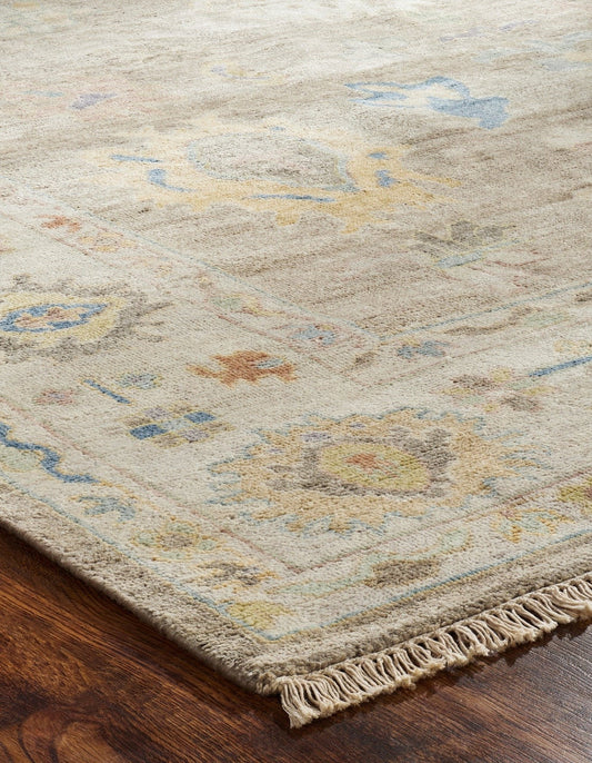 Hand knotted Wool & Silk Oushak Rug KAA8960