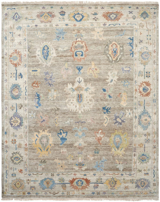 Hand knotted Wool & Silk Oushak Rug KAA8960