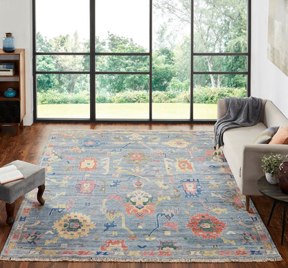 Hand knotted Wool & Silk Oushak Rug KAA8970