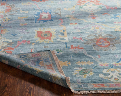 Hand knotted Wool & Silk Oushak Rug KAA8970