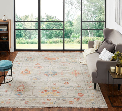 Hand knotted Wool & Silk Oushak Rug KAA8980