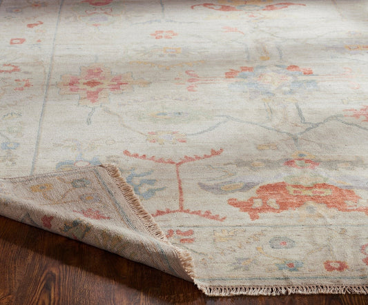 Hand knotted Wool & Silk Oushak Rug KAA8980