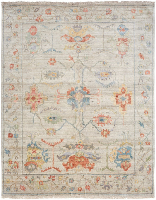 Hand knotted Wool & Silk Oushak Rug KAA8980