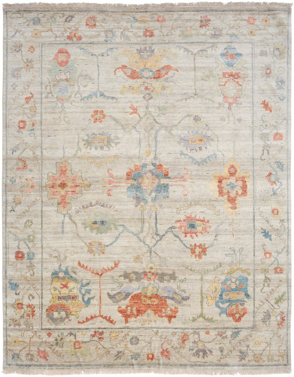 Hand knotted Wool & Silk Oushak Rug KAA8980