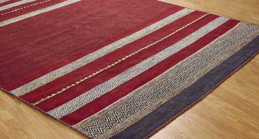 Hand Loom Cotton Chenille Contemporary Flatweave Rug KAD6250