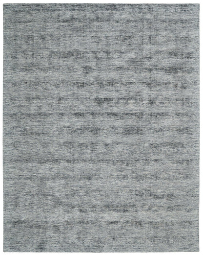 Transitional handloom silk rug in gray, full view