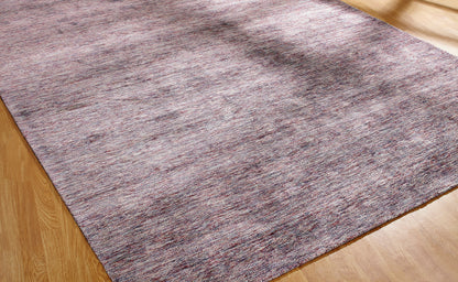 Round shape option, transitional silk rug in purple and gray