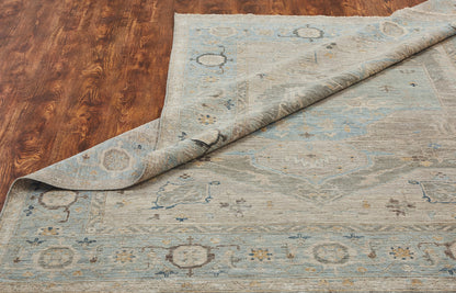 Additional view, transitional wool rug in gray and blue