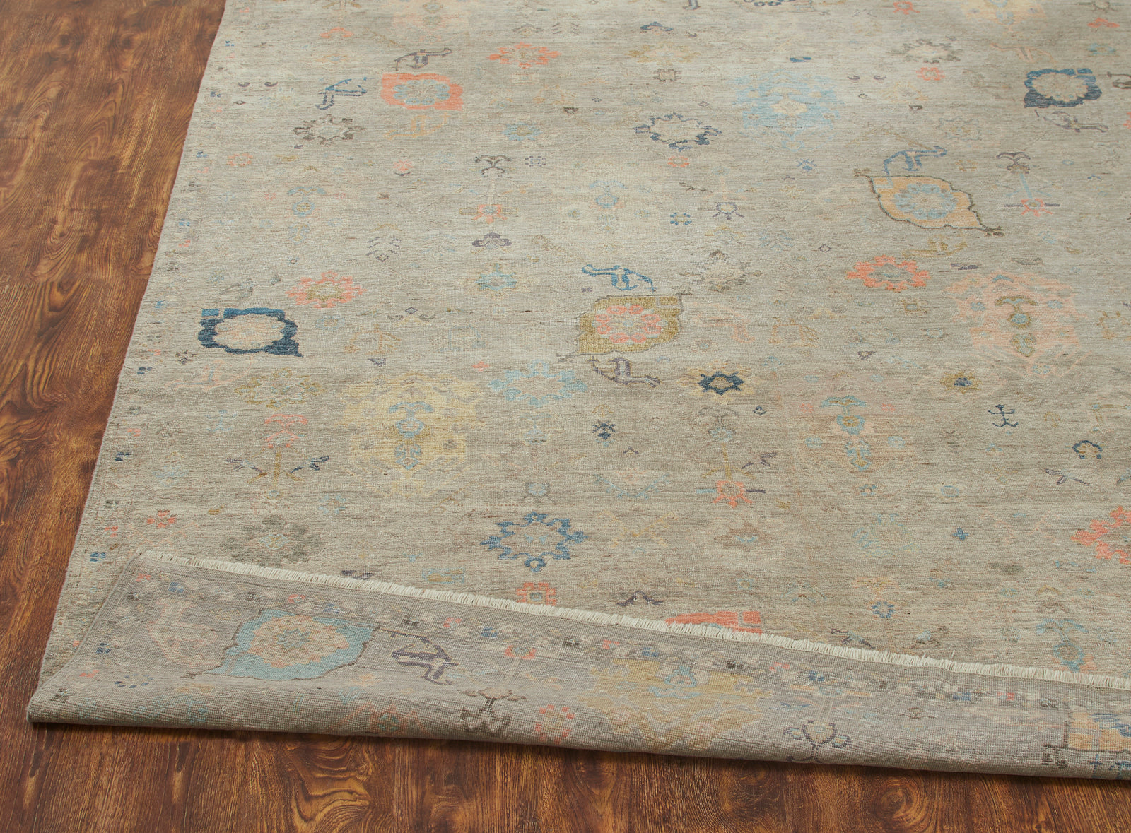 Rectangle shape option, transitional wool rug in gray and beige