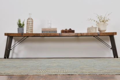 Additional detail view, transitional wool rug in gray and blue
