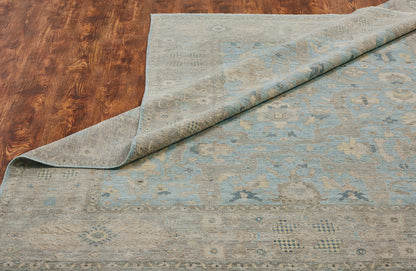 Additional view, transitional wool rug in gray and blue