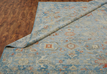 Additional detail view, transitional wool rug in blue and gray