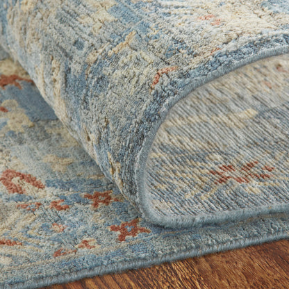 Additional view, transitional wool rug in blue and gray