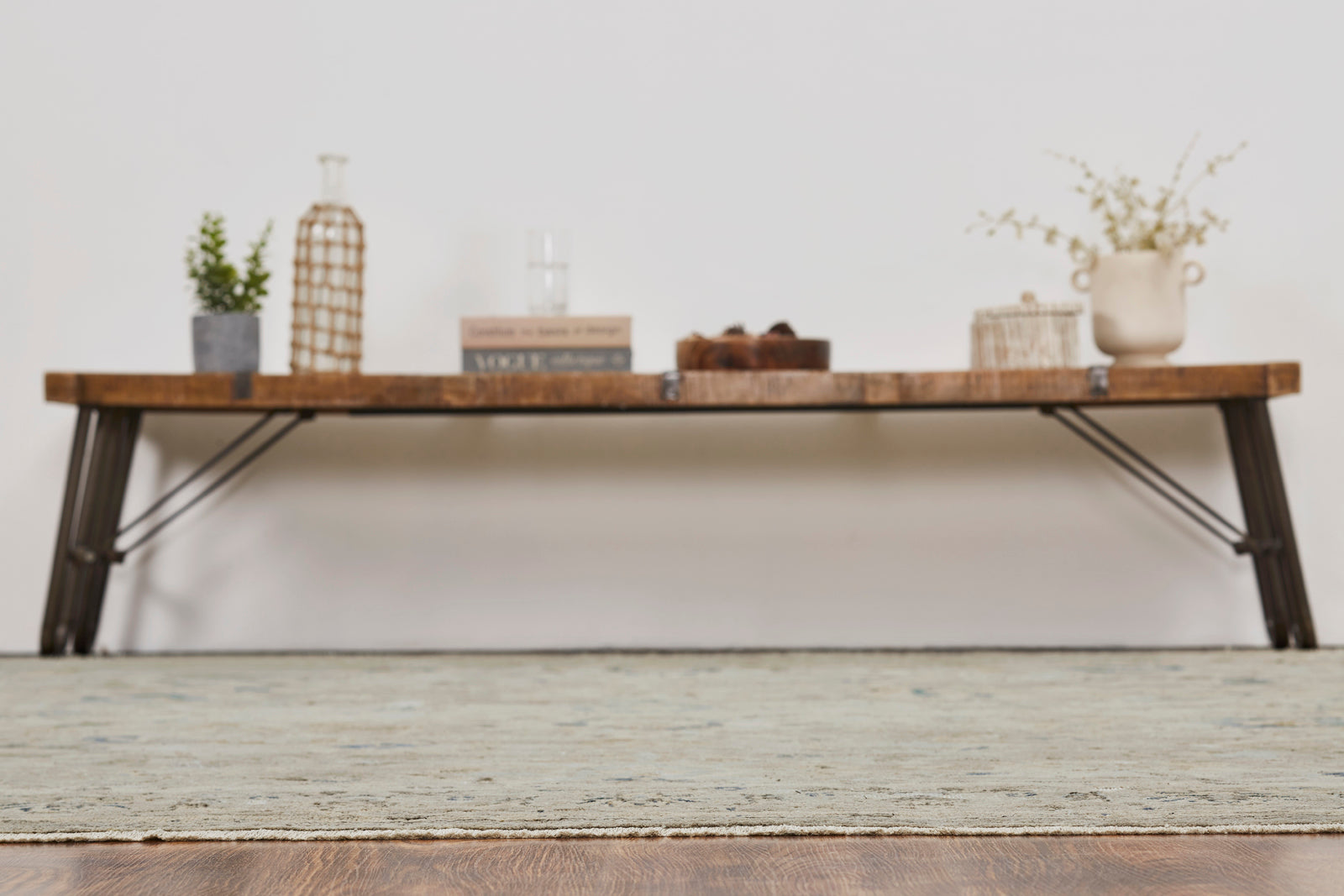 Additional detail view, transitional wool rug in gray and beige