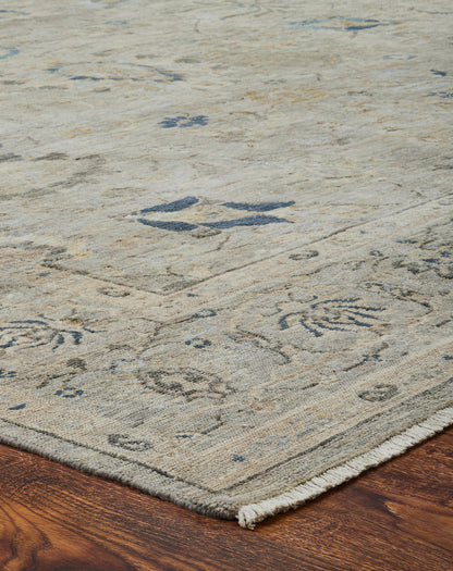 Rectangle shape option, transitional wool rug in gray and beige