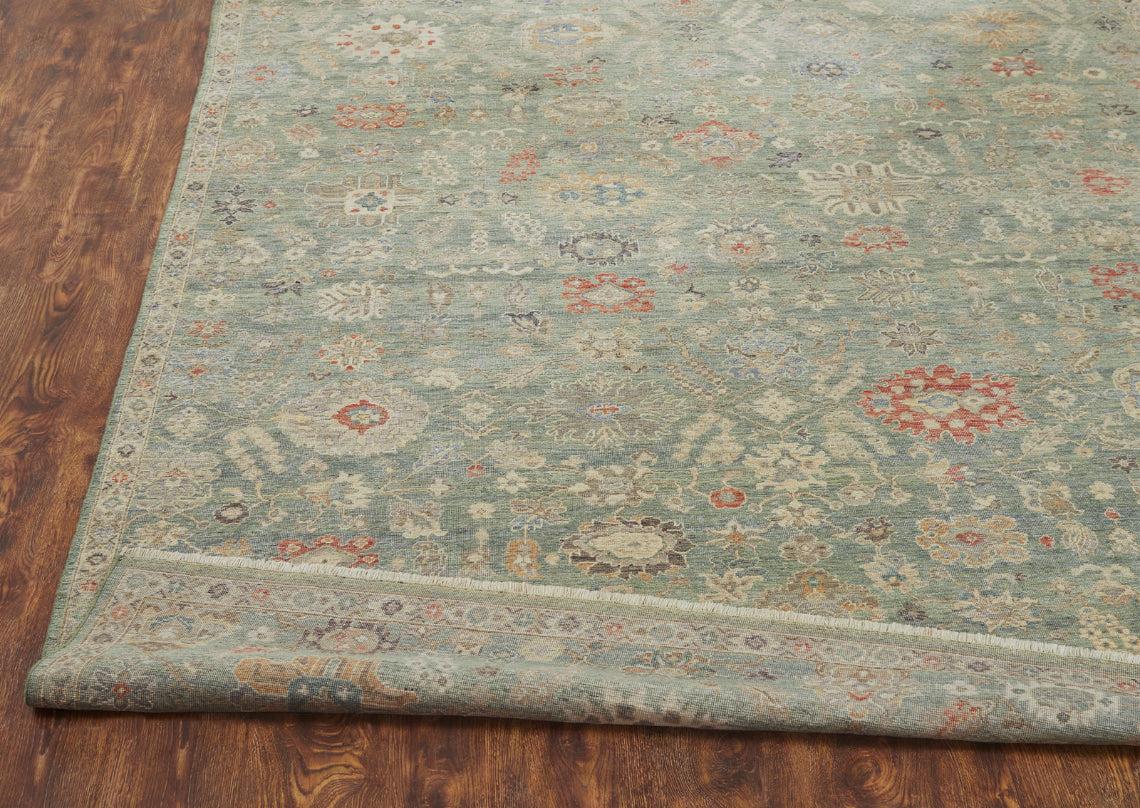 Rectangle shape option, transitional wool rug in gray and beige