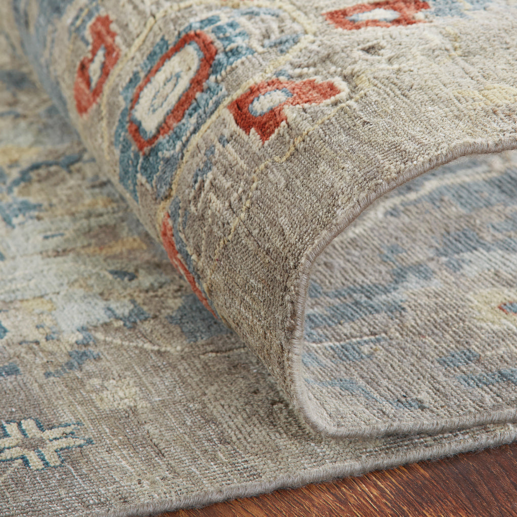 Additional view, transitional wool rug in blue and gray