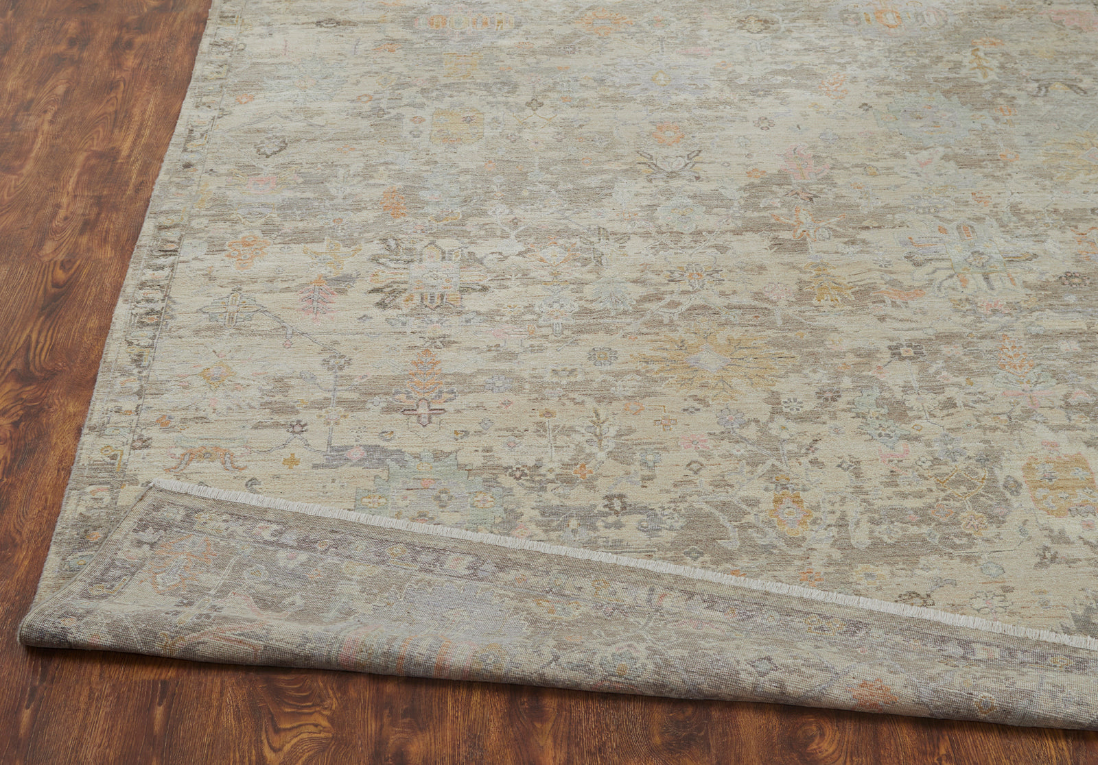 Rectangle shape option, transitional wool rug in gray and beige