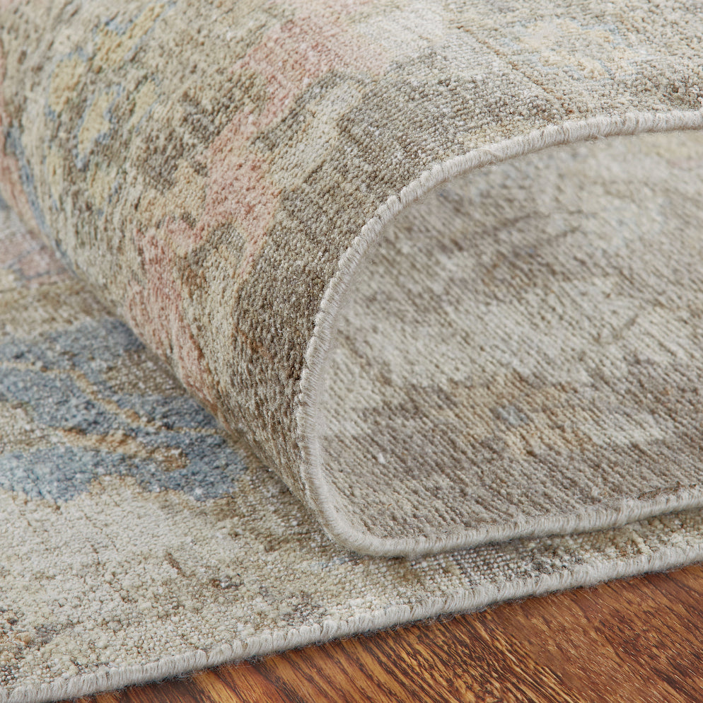 Additional view, transitional wool rug in beige and gray