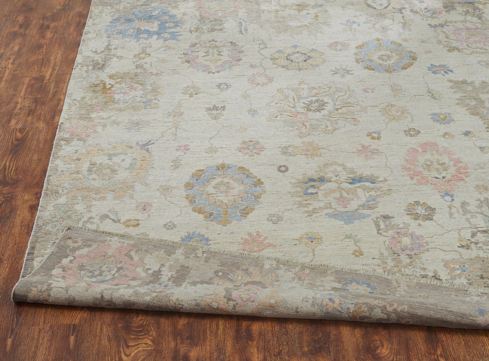 Rectangle shape option, transitional wool rug in beige and gray