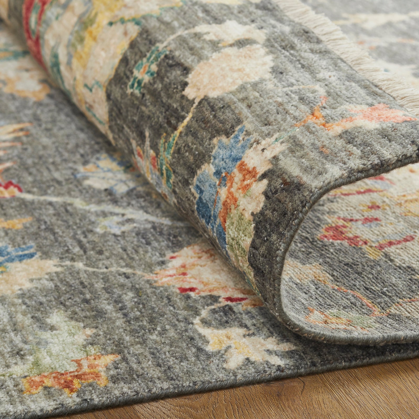 Additional view, transitional wool rug in gray and beige