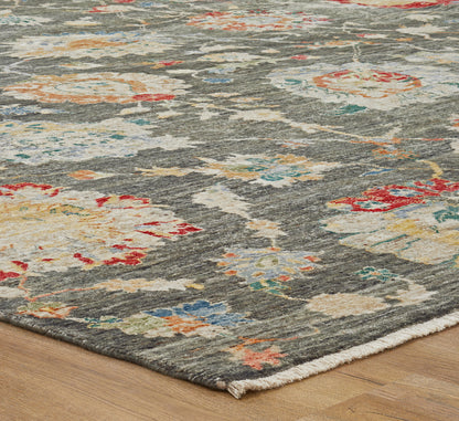 Rectangle shape option, transitional wool rug in gray and beige