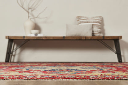 Additional detail view, transitional wool rug in rust and beige