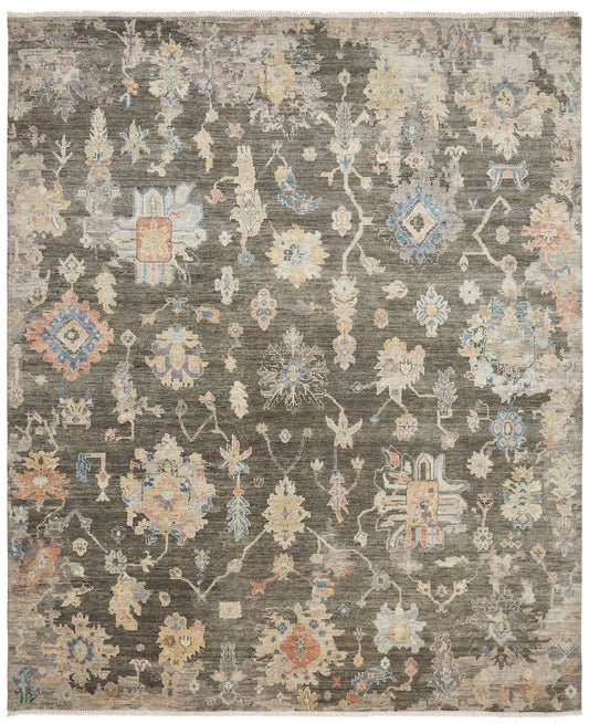 Hand Knotted Wool & Silk Oushak Rug KAK4240