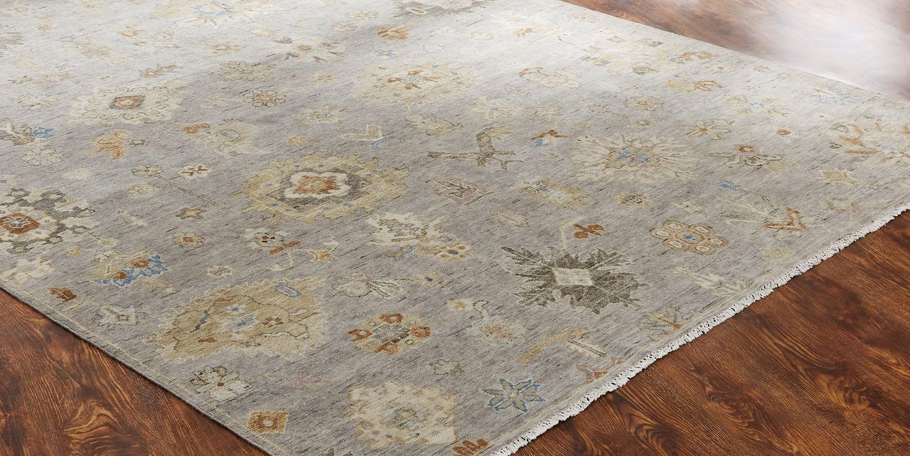Hand Knotted Wool & Silk Oushak Rug KAK4250