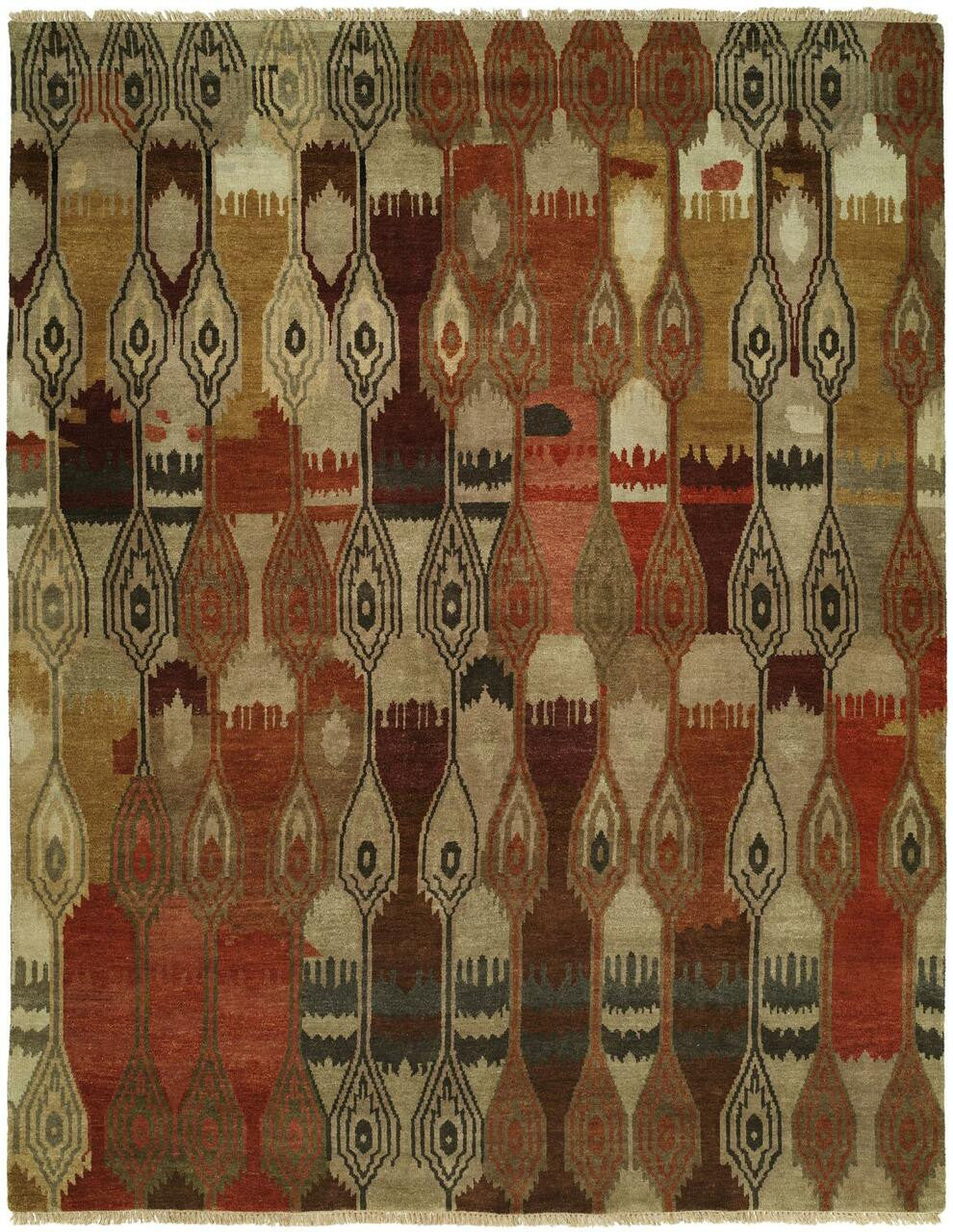 Hand Knotted Wool Ikat Rug KAN0500